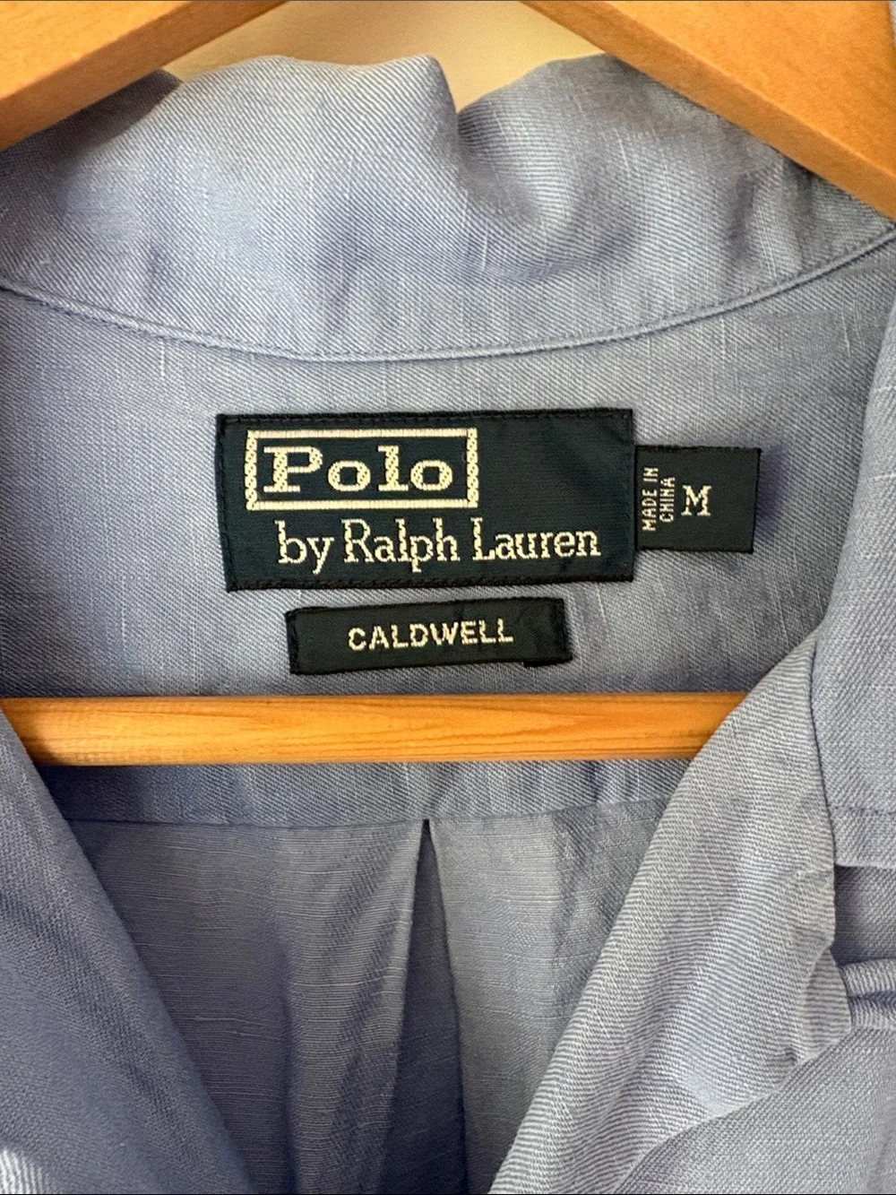 Vtg Polo by Ralph Lauren Light Blue linen blend Button-Down Shirt